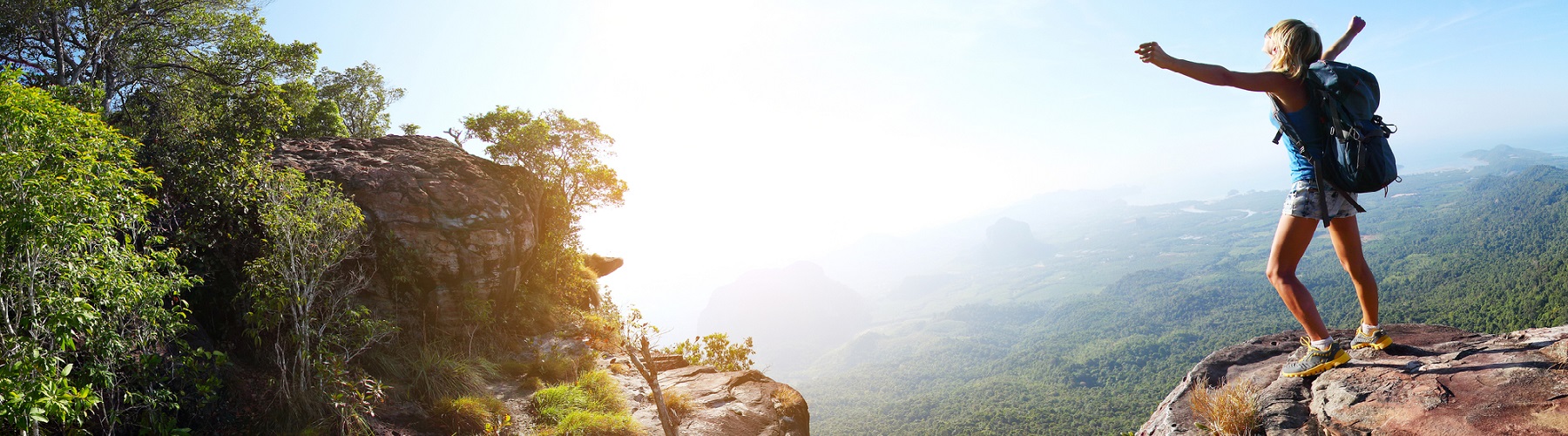 Persaonl insurance represented by a person hiking